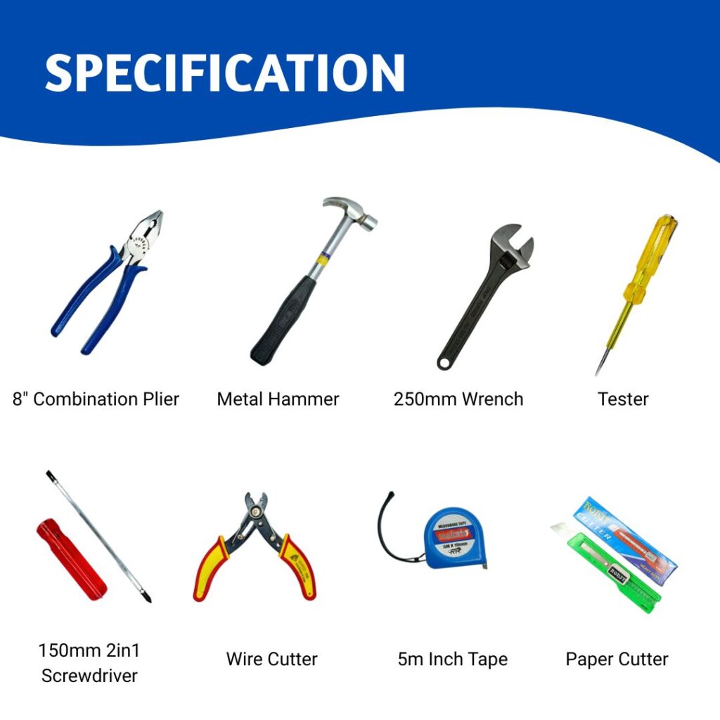 DIY Tools Kit for Home Improvement (8 pc) | Horizon Spares
