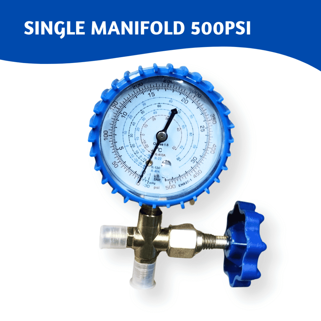 Single Manifold Gauge 500PSI Blue
